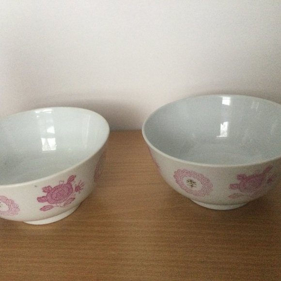 4 Vintage Chinese bowls rice bowls harvest and flowers - Picture 6 of 8